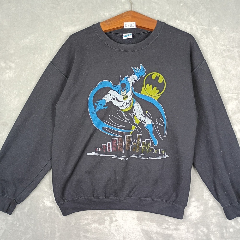Junk Food Batman Sweatshirt Mens Medium Black Graphic Crewneck Retro 90s Vintage